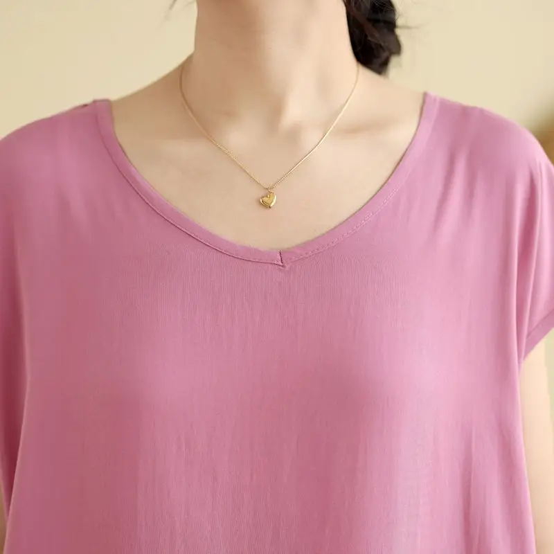 T-shirt ample à manches courtes pour femmes, couleur unie/imprimé abstrait, haut quotidien décontracté