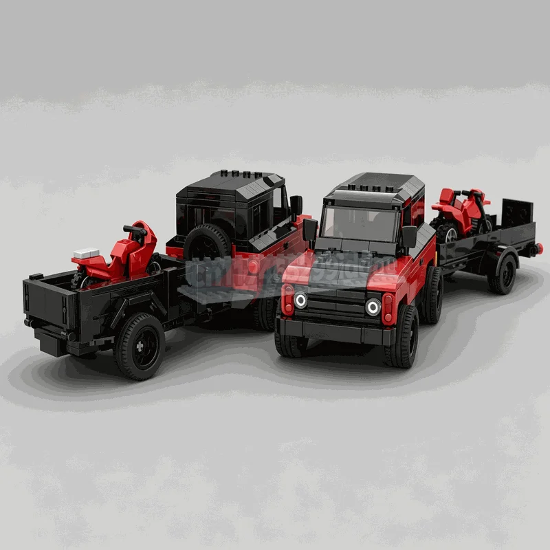 548PCS Off Road Defender Vehicle Model With Two Trailers MOC Car Custom Puzzle DIY Assembly Building Blocks Toy Collection Gift