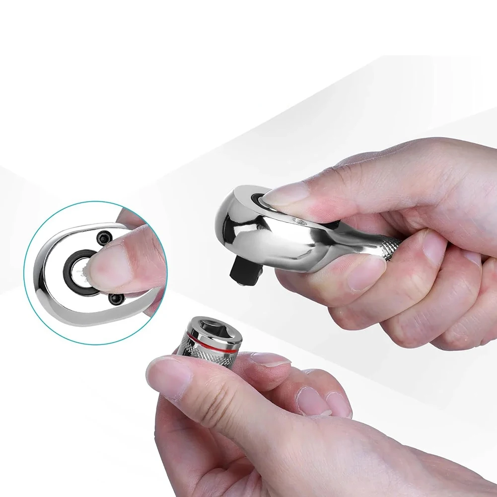 

Набор из 3 коротких трещоточных ключей с 72 зубьями, эффективное вращение на 5 градусов для труднодоступных мест, 1/4, 3/8, 1/2, хром-ванадий