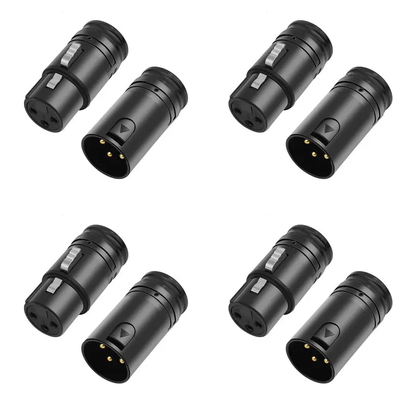 ABZZ-8X Male & Female Compact XLR Microphone Solder Adapter Adjustable 90° 3Pin XLR Solder Connector 3 PIN XLR Ends