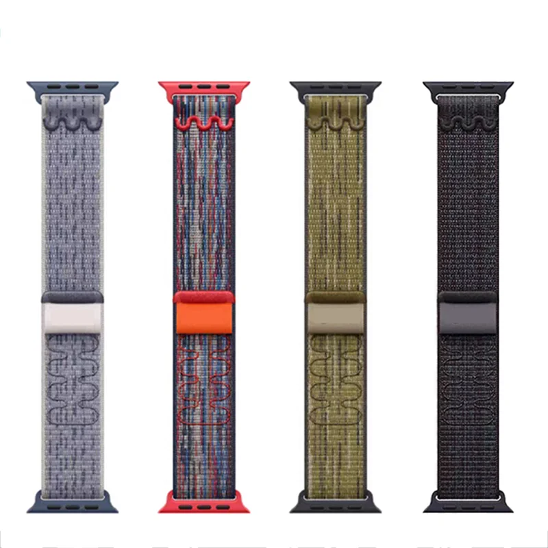 الرياضة حلقة حزام لساعة أبل الترا 2 49 مللي متر النايلون سوار ل iWatch سلسلة 10 9 8 7 6 5 4 3 SE 46 مللي متر 45 مللي متر 44 مللي متر 41 مللي متر 42 مللي متر