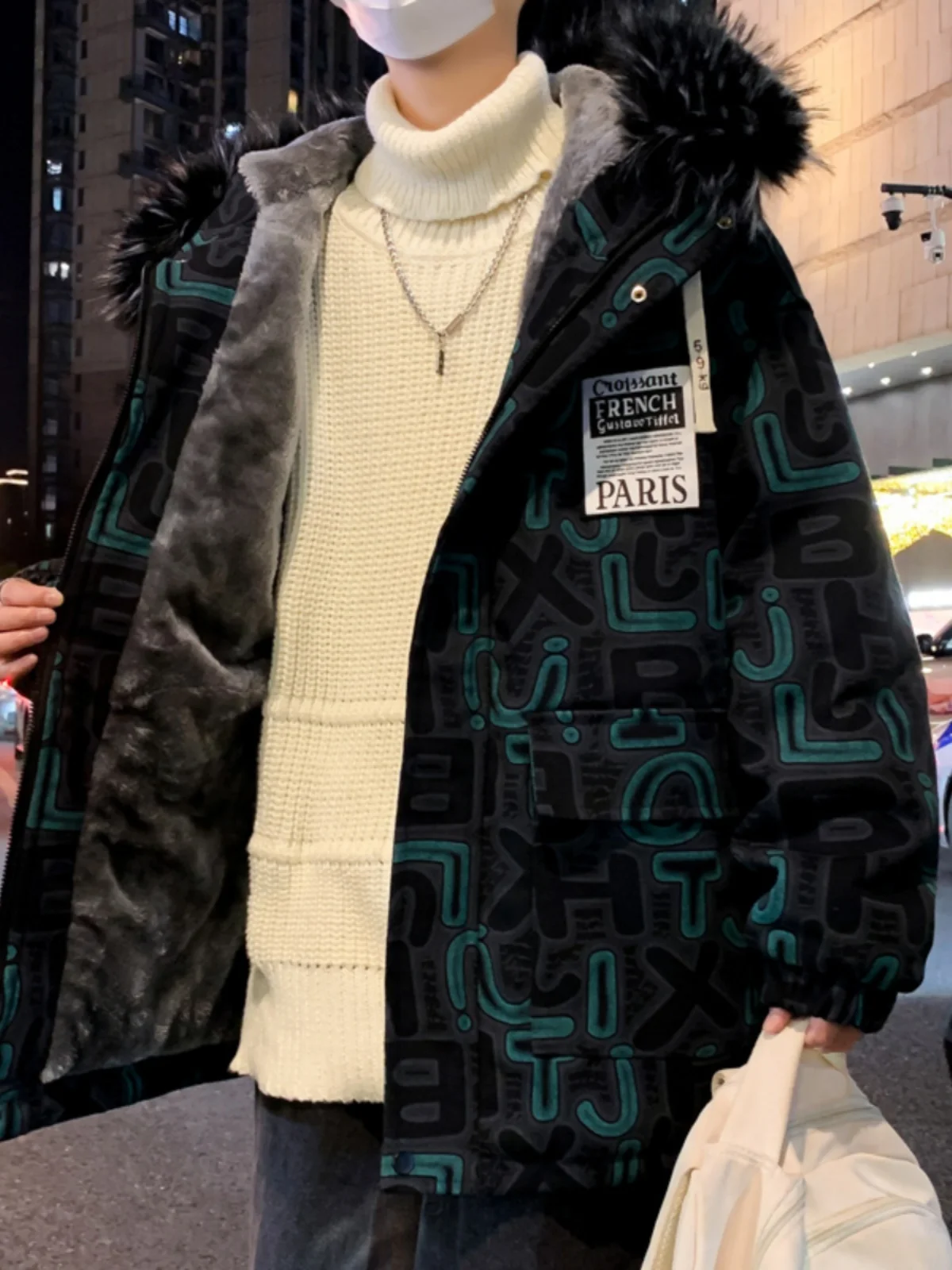 

Мужская утепленная куртка с капюшоном, повседневная зимняя, из полиэфирного волокна, с длинными рукавами, на молнии, молодежная, трендовая...