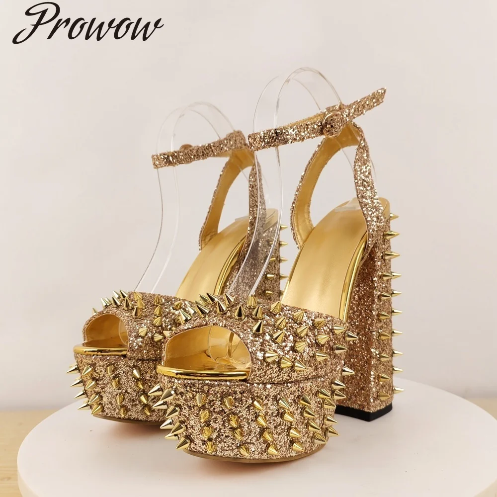 

Модные босоножки на высоком каблуке с заклепками и платформой, женская обувь Zapatos Mujer