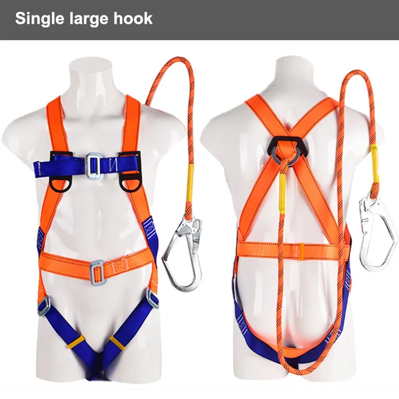 Five-Point Safety Harness Aerial Worker Outdoor Construction Protection Waist Belts Safety Belt Rescue with Survival Rope Hook