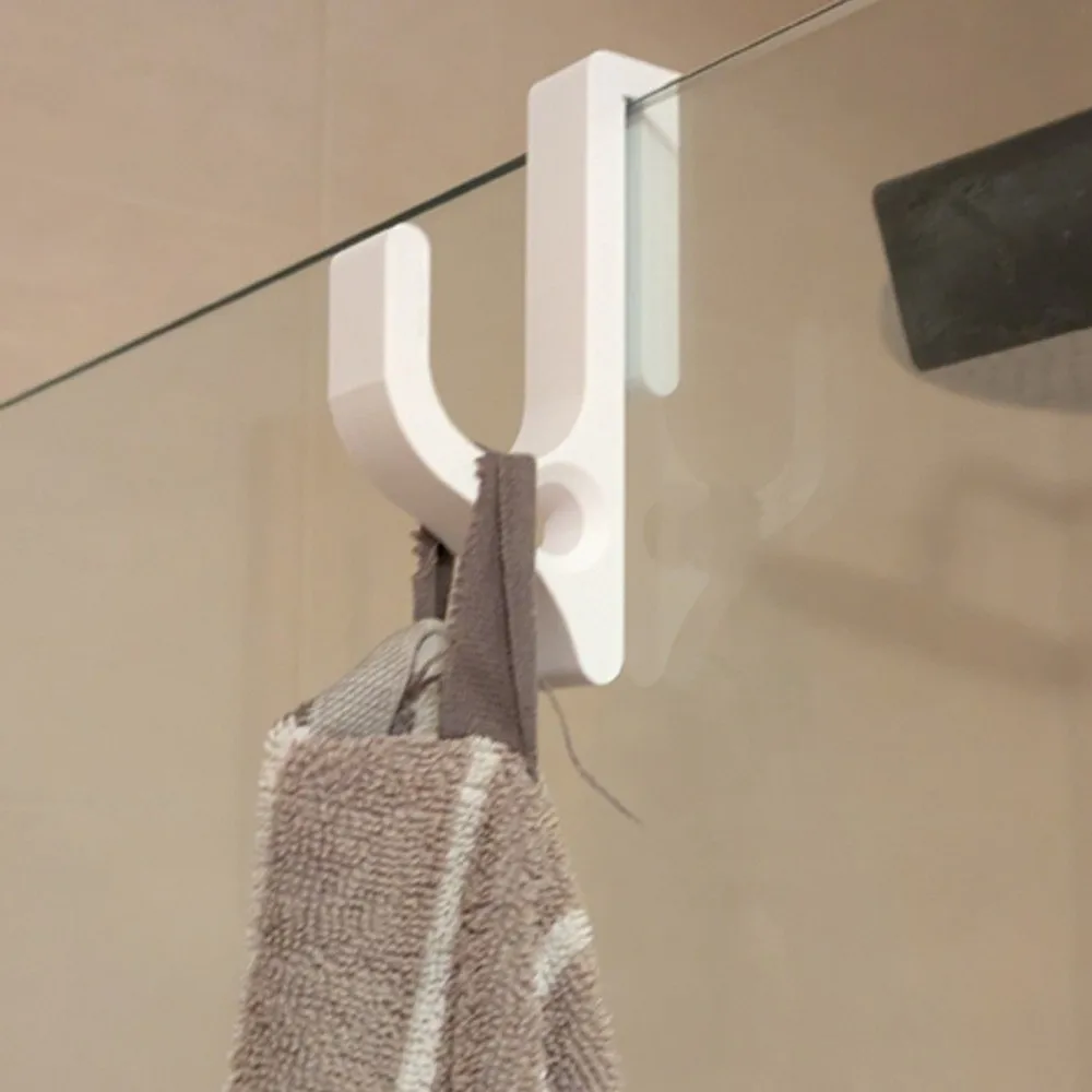 Portable Shower Hook Multi-functional Glass Door Compatible Clamp Hook Waterproof Clamp Design Bathroom Hook for 8mm Glass Door