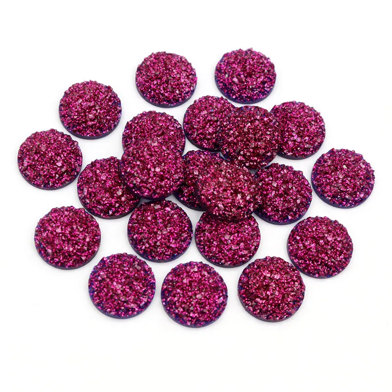 Di modo 40pcs 8 millimetri 10 millimetri 12 millimetri Colori Della Miscela Druzy Pietra Naturale Convessa Piatto Cabochon Resina Della parte