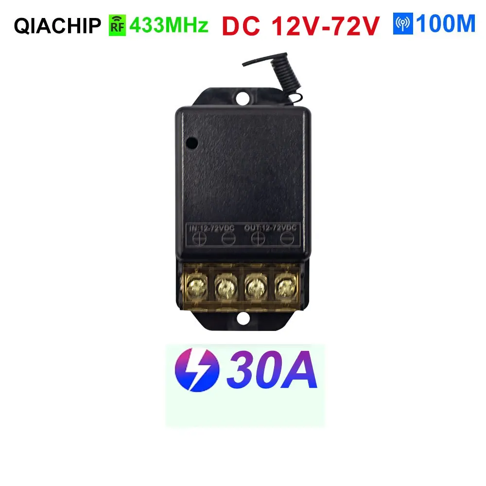 433Mhz Wireless Remote Control Switch 30A DC 12V 5V 24V 48V 72V 80V RF Relay Receiver For Motors Water Pumps Lights Switch