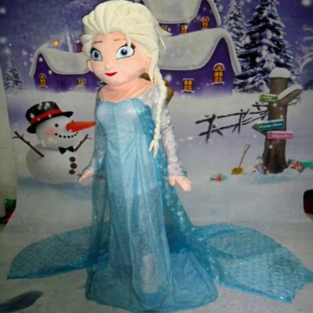 Disfraz de Mascota de Personaje de Dibujos Animados de Disney, Reina Elsa, para Fiestas de Disfraces, Celebraciones y Eventos