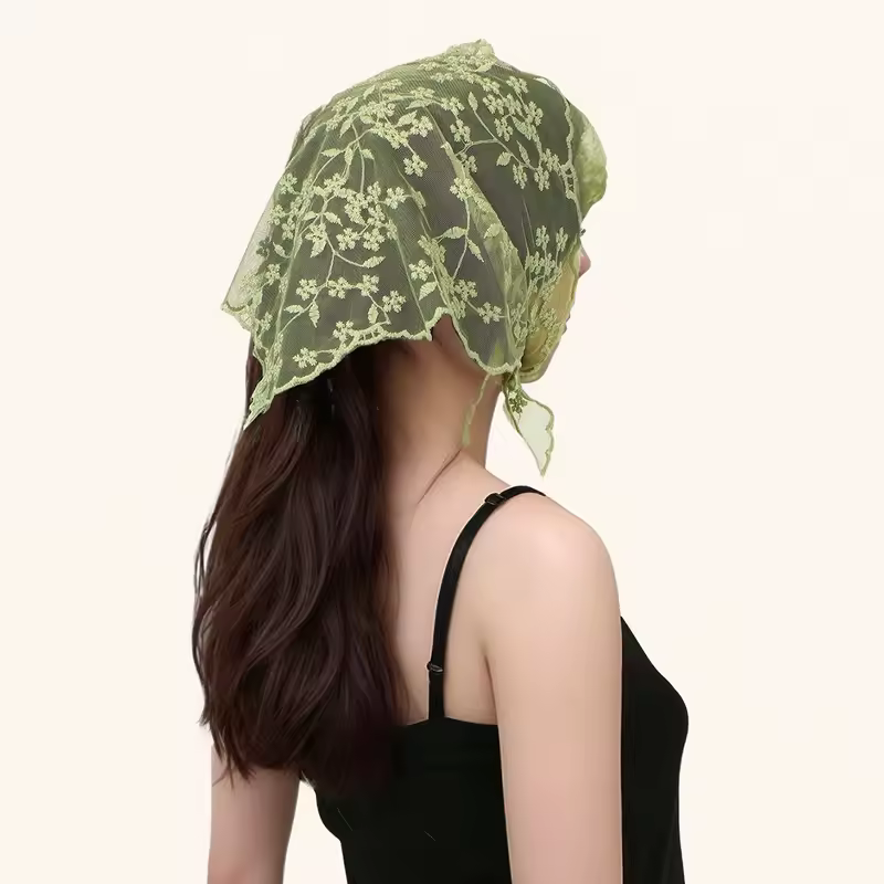 Elegant Lace Scarf Hollow Out Embroidery Foulard Bandana Solid Color Triangular Scarf Thin Vintage HandkerChiefs for Hair Woman - Image 37