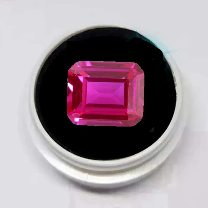 

Box Large Pink Red Ruby 10x14mm 8.5Cts Rectangle Sri-Lanka VVS Emerald Cut Natural Mined Gem For Jewelry DIY