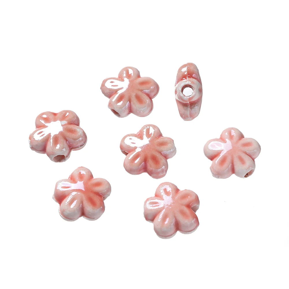 10 stuks gekleurde keramische bloemvormige kralen spacer losse kralen voor doe-het-zelf telefoonkettingen kettingen oorbellen sieraden maken accessoires