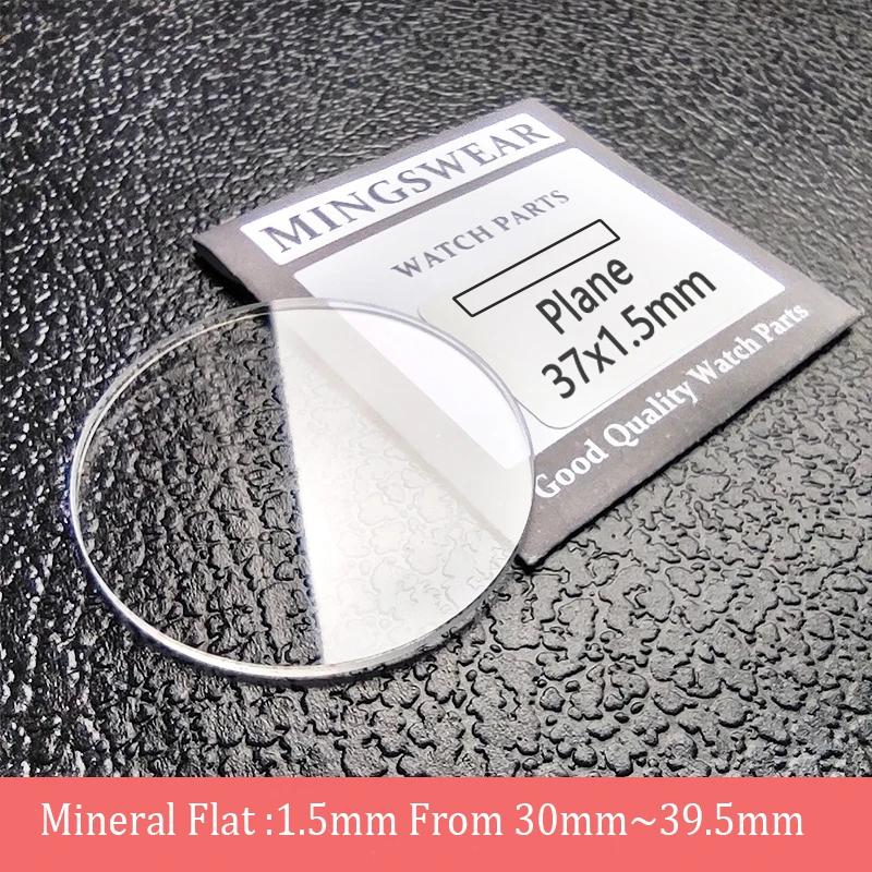 Kaca Mineral datar 1.5mm ukuran tebal dari 30mm ~ 39.5mm jam tangan transparan kaca kristal Aksesoris Jam 1 buah