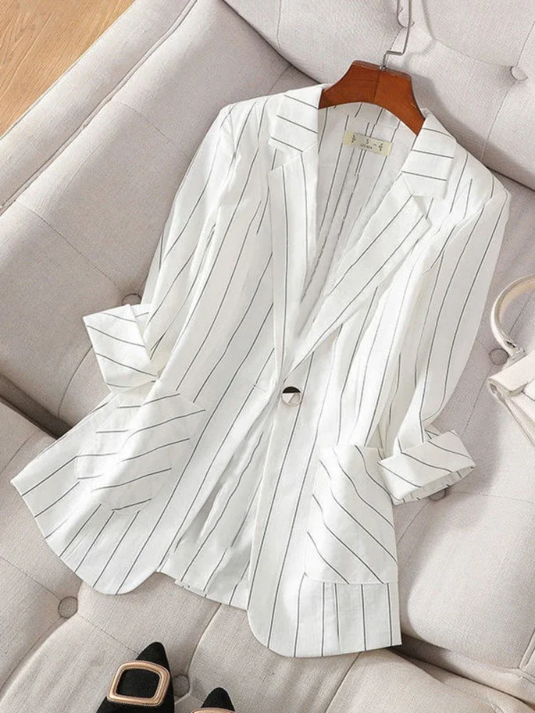 Small Suit Jacket Women\'s 2022 Spring and Summer New Striped Slim Sleeve Slim Suit Suit Jacket  Oversize Clothing for Women