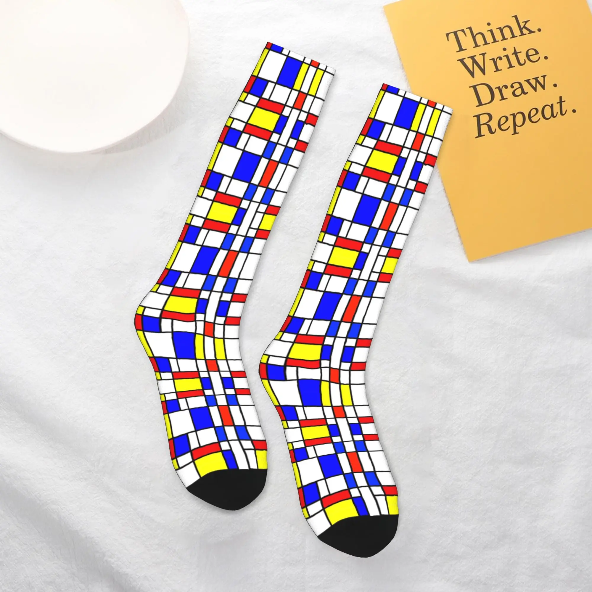 

Всесезонные чулки для экипажа, носки Piet Mondrian De Stijl, Harajuku, длинные носки в стиле хип-хоп, аксессуары для мужчин и женщин, подарки