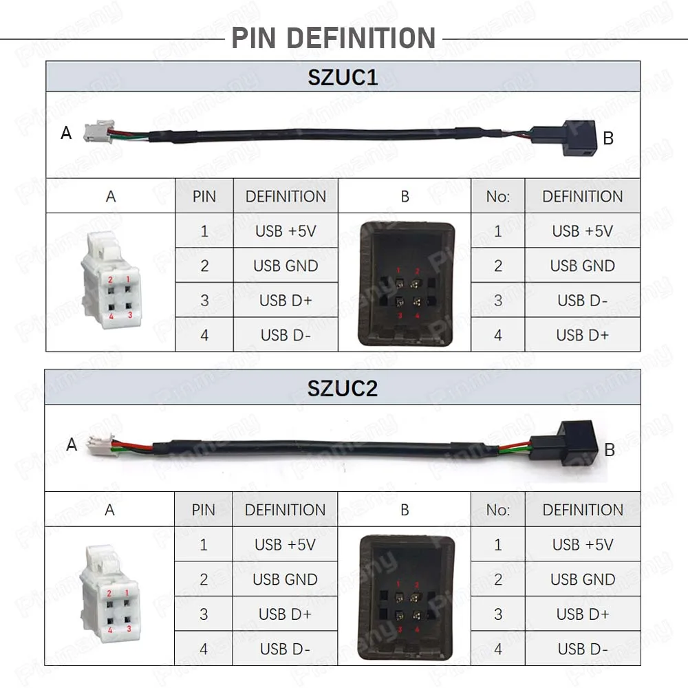Pinmany سيارة كابل يو اس بي 4 دبوس USB2.0 الصوت سلك تسخير موصل محول مأخذ التوصيل لسوزوكي فيترا Alivio S-Cross Baleno Solio #4