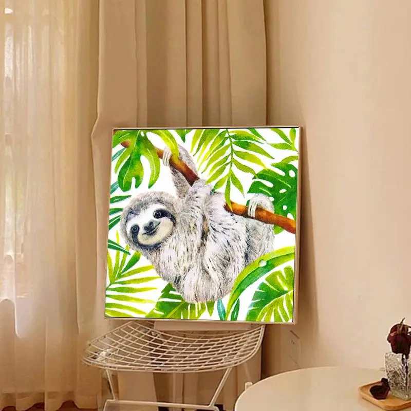 GATYZTORY Painting By Numbers Sloth Trees On Canvas Decorative Paintings Acrylic Paint Animal For Painting Unique Gift Home Deco