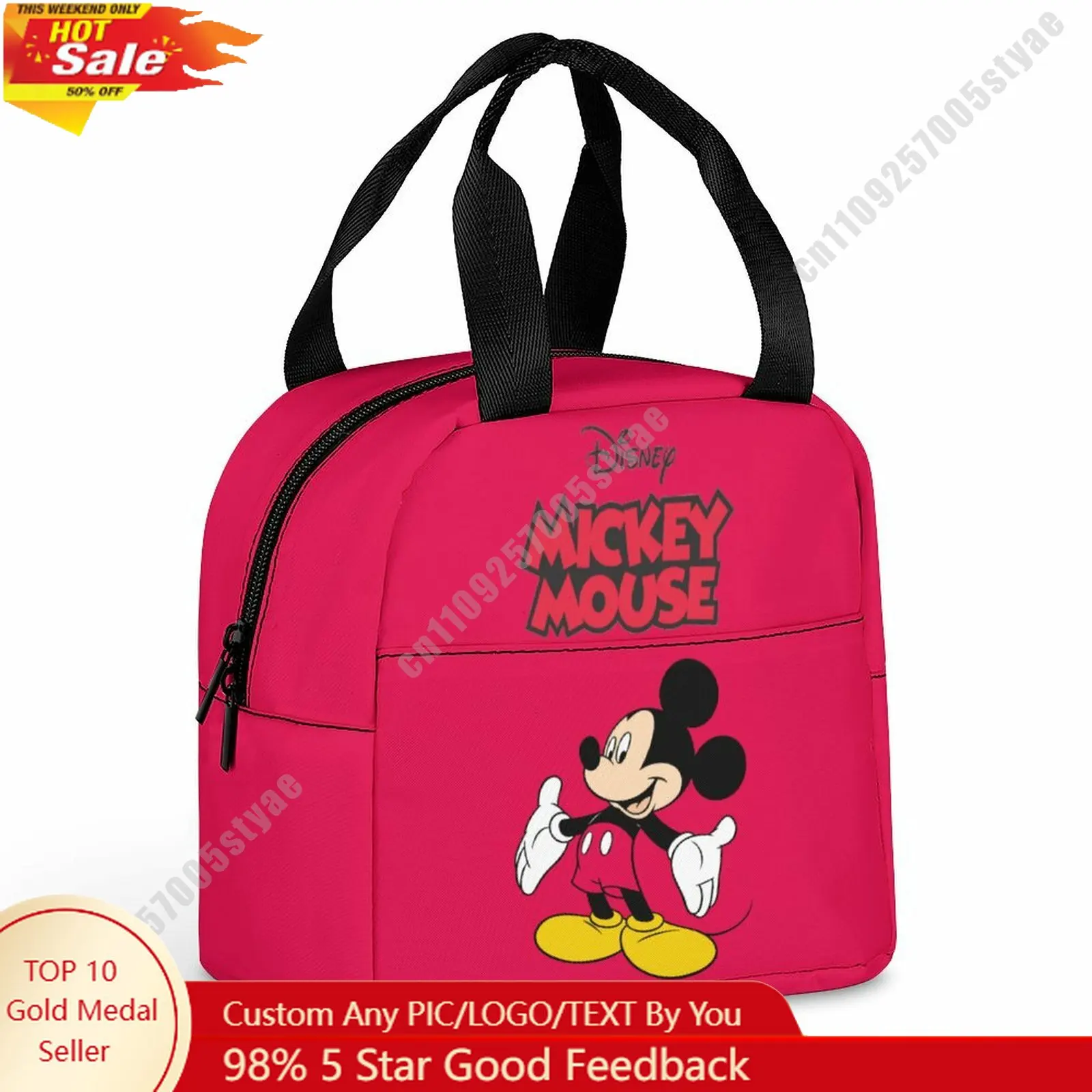 

Mickey Mouse Lunch Bag Disney Animal Patterns Bento Bag DIY Custom Text Photo Logo Portable Aluminum Foil Food Bag Cosplay