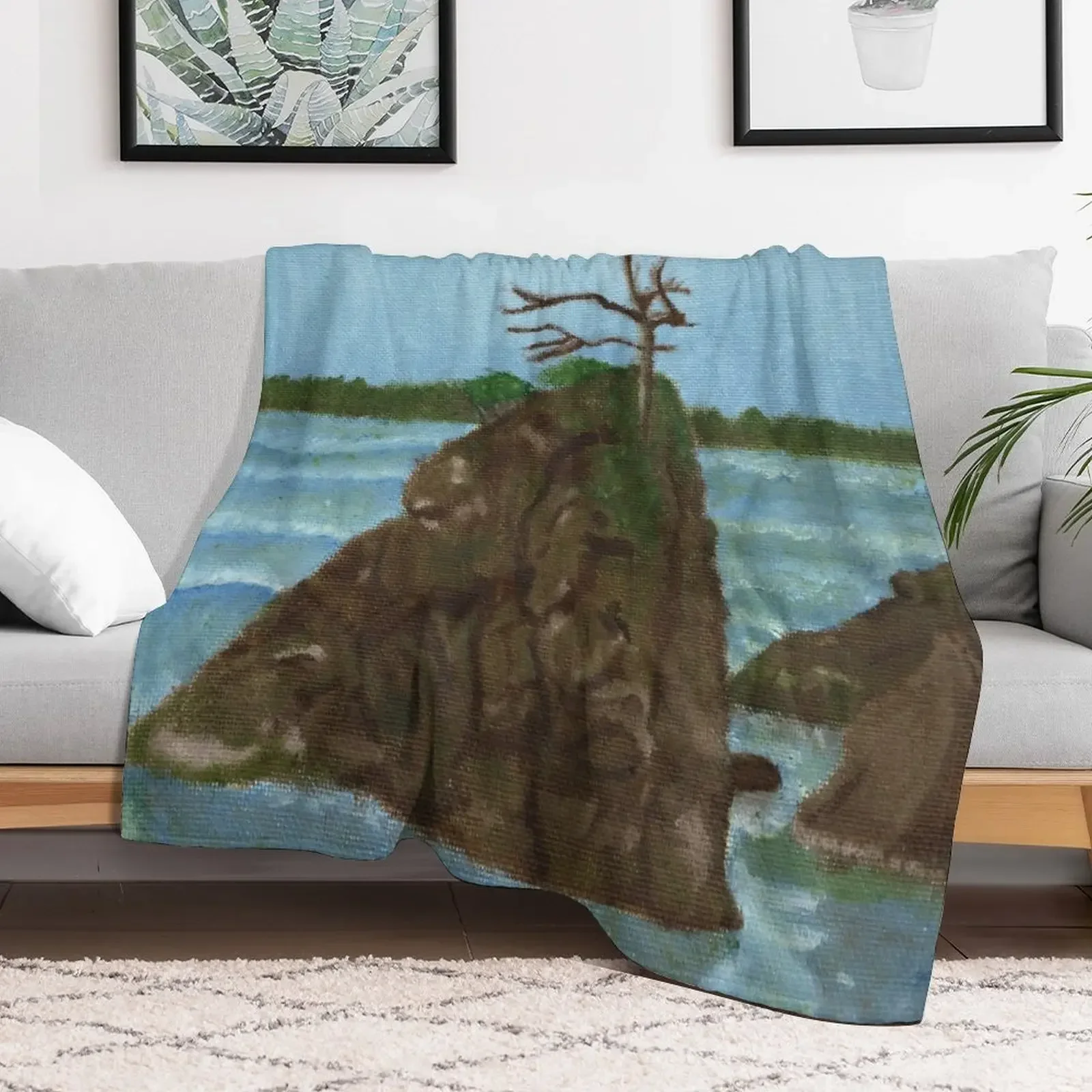 Seaside Boulders Throw Blanket For Decorative Sofa Multi-Purpose Blankets