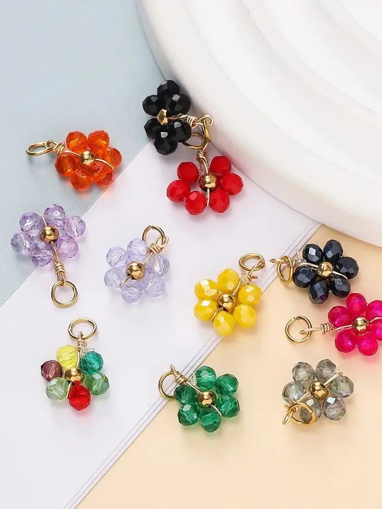 5 Stücke Edelstahl Anhänger Kristall Perlen Blumenform Anhänger Charms Anhänger DIY Armband Halskette Für Schmuck Machen Liefert