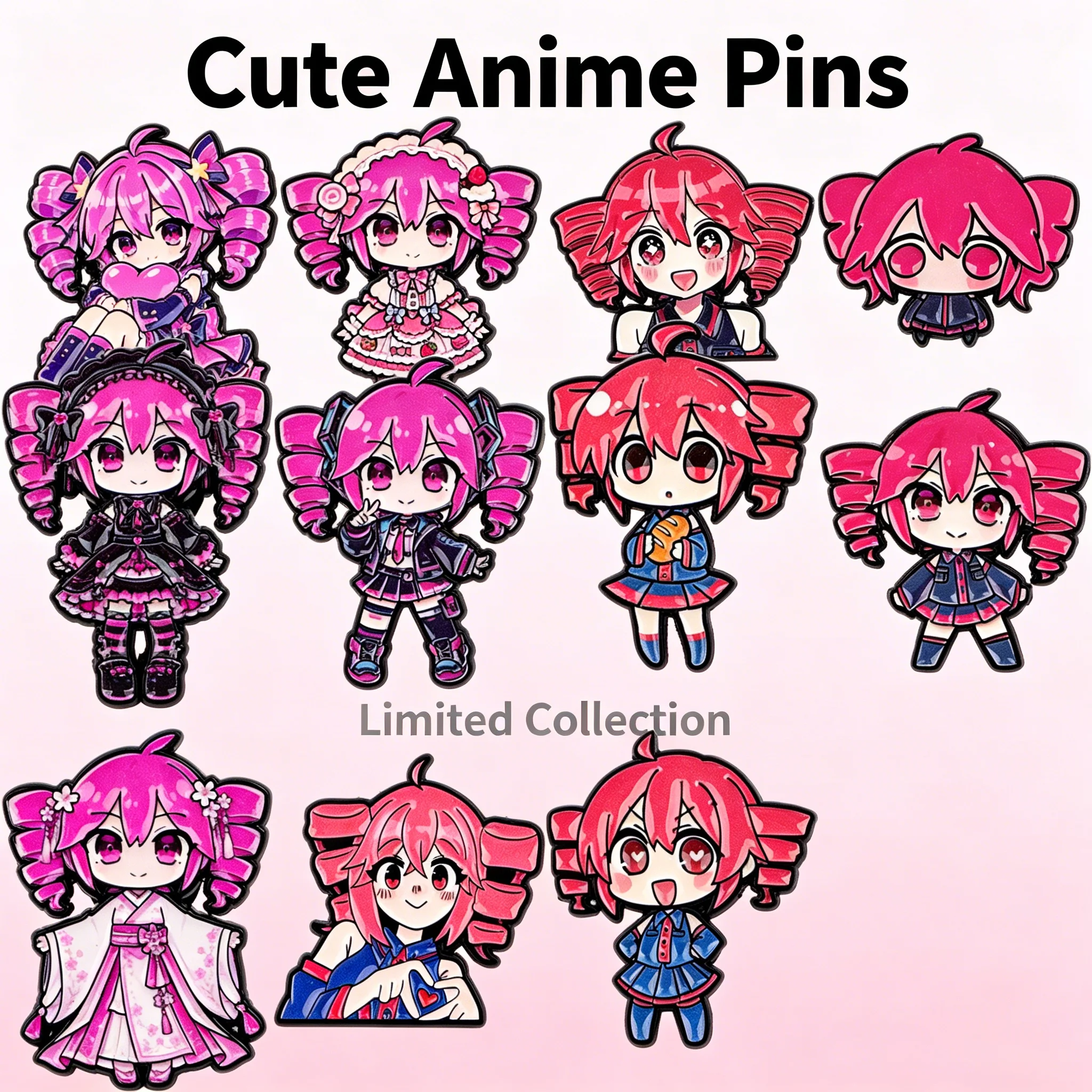 11-teiliges Set Kawaii Cartoon Sänger Emaille-Pins, Teto Reversnadeln, Anime-Abzeichen, Broschen für Kleidung, Rucksack, Schmuck, Geschenke für Freunde – Detail 5