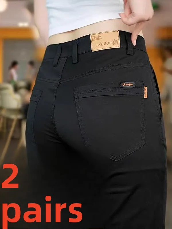 

Мужские повседневные брюки прямого кроя класса люкс: комфортные рабочие брюки из полиэстера для бизнеса