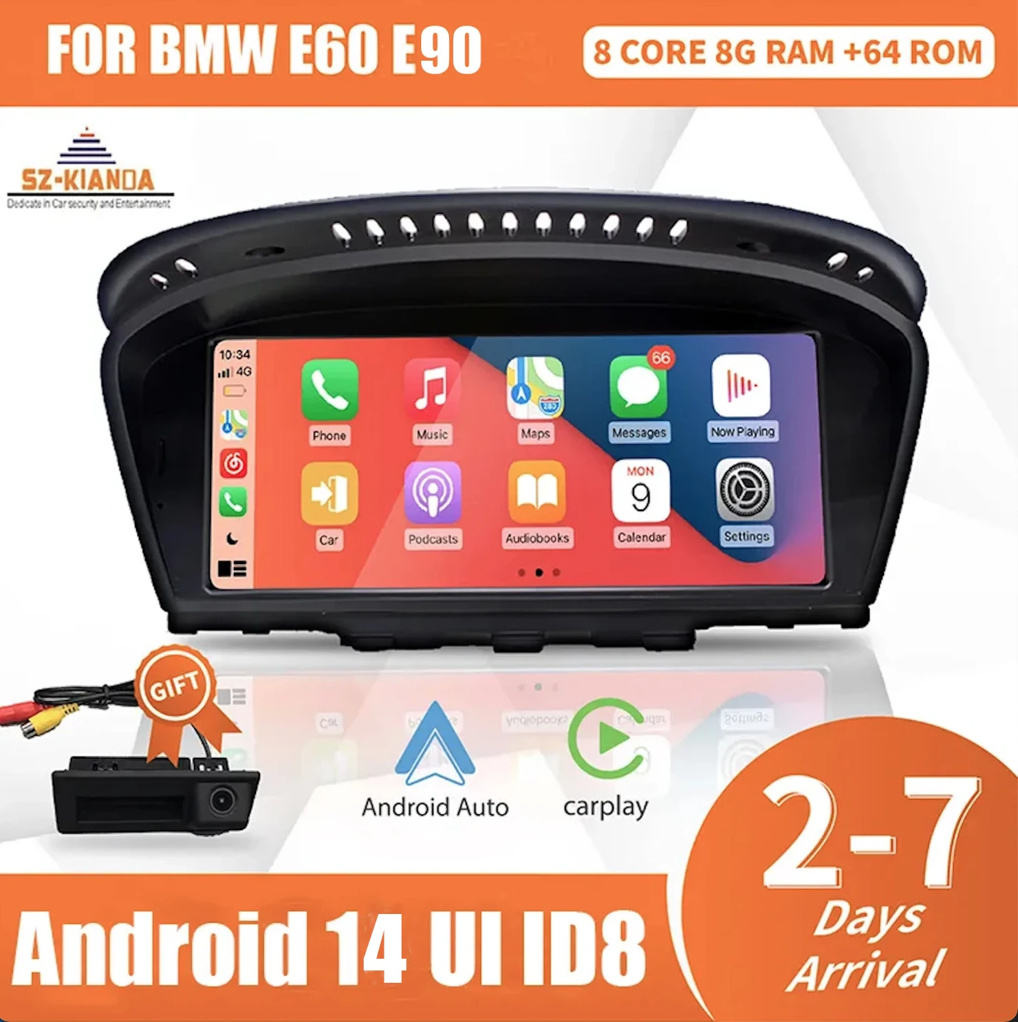 Autoradio sans Fil Apple CarPlay Android 14, Limitation de Voiture pour BMW Série 5 3, E60, E61, E62, E63, E90, E91, E92, E93, CCC CIC, GPS, 4G