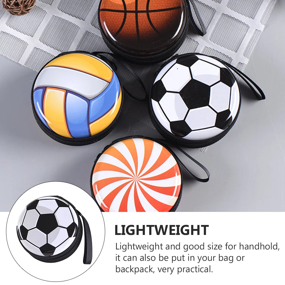 

4Pcs Creative Football Pattern Coin Purses Sturdy Tinplate Change Bags Multi Purpose Small Storage for Loose Change Candies