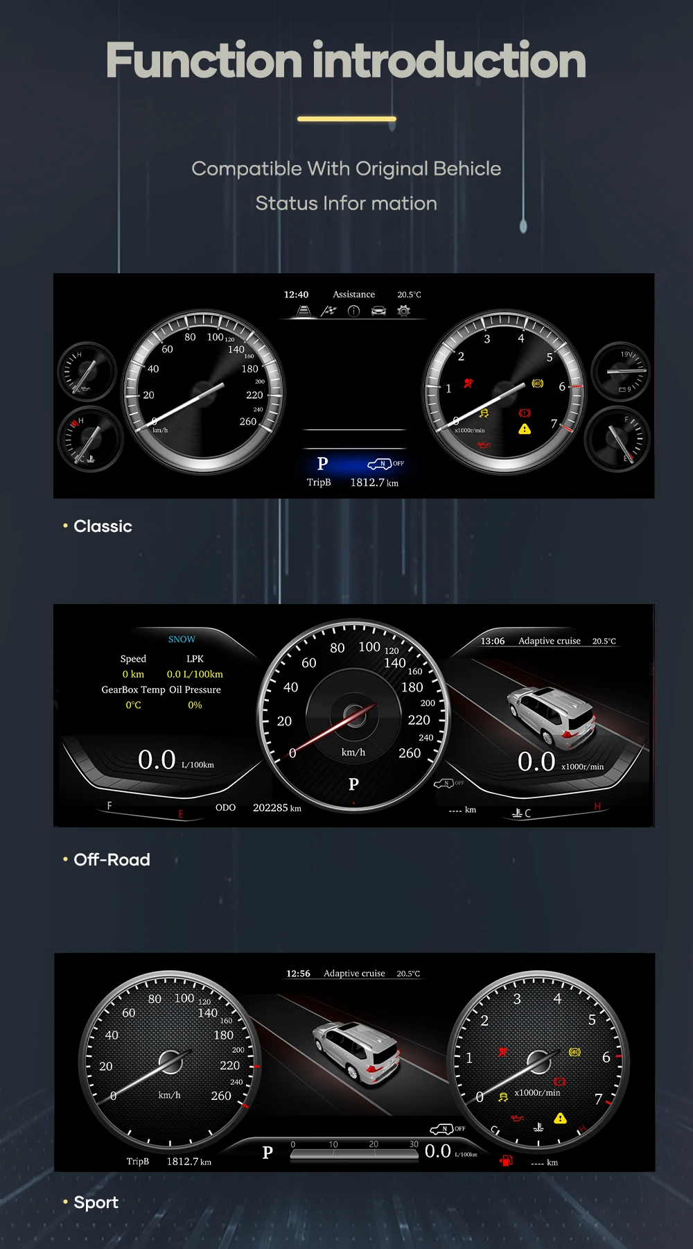 12,3 Zoll Preling car digitales Armaturen brett für Lexus lx570 2012-2018 Jahre Auto LCD-Panel Tachometer virtuelles Cockpit – Detail 10