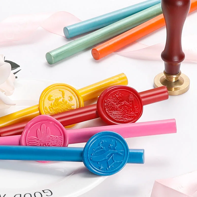 

10Pcs/Set Sealing Wax Stick DIY Cylindrical Fire Manuscript Sealing Wax For Wedding Postage Letter Vintage Column Wax Seal Stamp