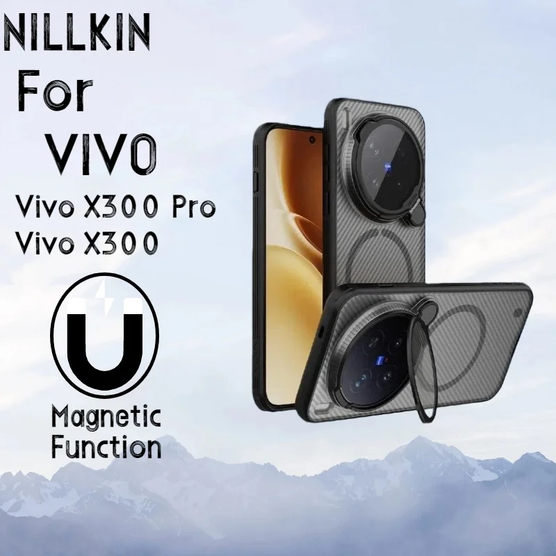 

For Vivo X300/X300 Pro, NILLKIN CamShield Prop Magnetic Case, Flip Lens Cover Phone Holder, MagSafe Compatible, 4-Corner Airbag