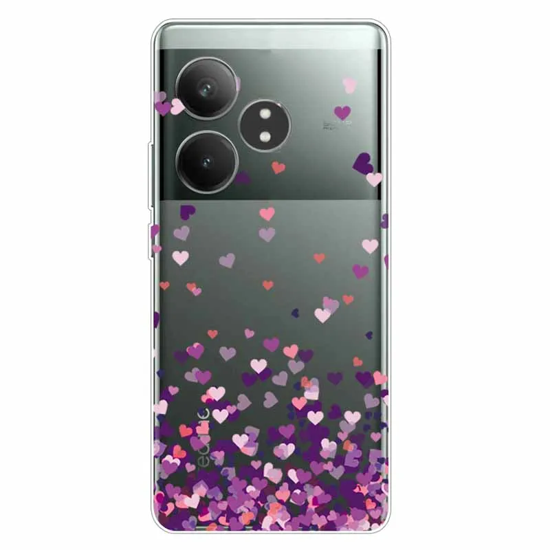For Realme GT 6T Case Clear TPU Lovely Girl Silicone Back Cover For Realme GT 6 Case GT6 RealmeGT6 Transparent Phone Shells Dog
