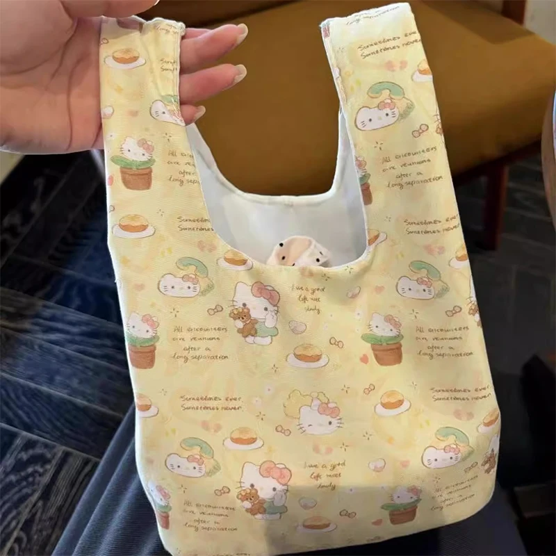 

Cute Cartoon Hello Kitty Tote Bag Sanrio Kawaii Anime Hand Bag Girl Heart Sweet Commute Bag Birthday Gift for Girls