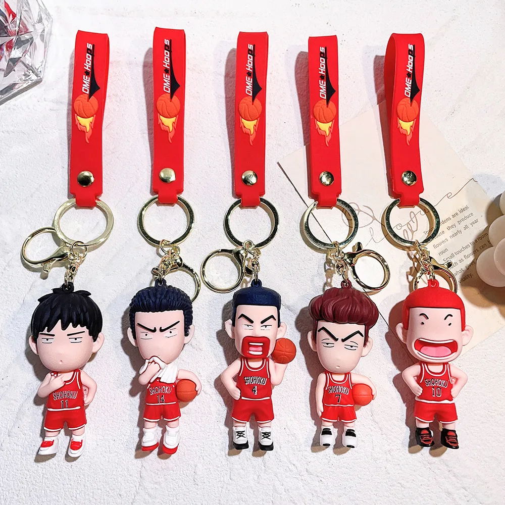 Kawaii Japan Anime Slam Dunk Sakuragi Hanamichi Keychains PVC Cartoon Figure Model Pendant Keyrings Figure Key Toys Gifts