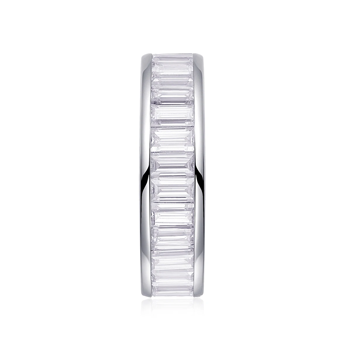 S925 Silver Iced Out Baguette Cut Moissanite Eternity Ring Fine Jewelry Platinum Plated Pass Diamond Tester Wedding Band Gift