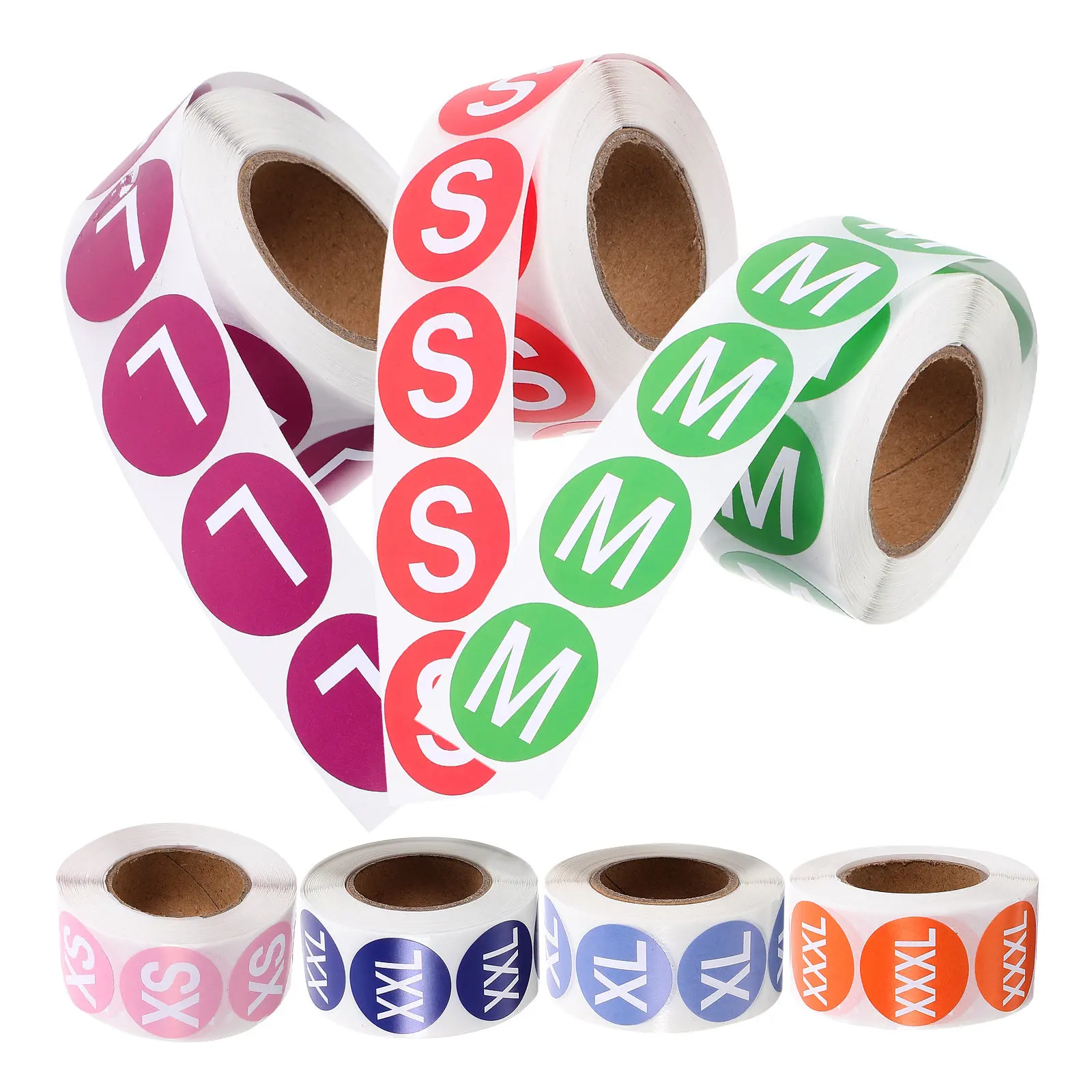 7 Rolls Clothing Label Sticker Size Labels Adhesive Marking Clear Strip Clothes Stickers