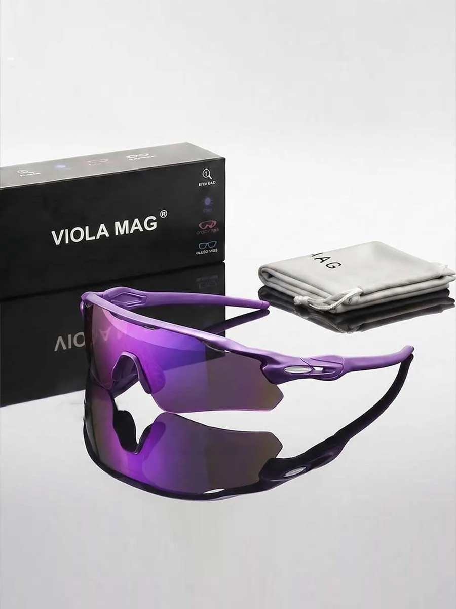 VIOLA MAG Integrierte Halbrahmen-Sonnenbrille, Farbfolie, Unisex für die tägliche Reise und als Accessoire, rutschfest, mit Spiegeltasche
