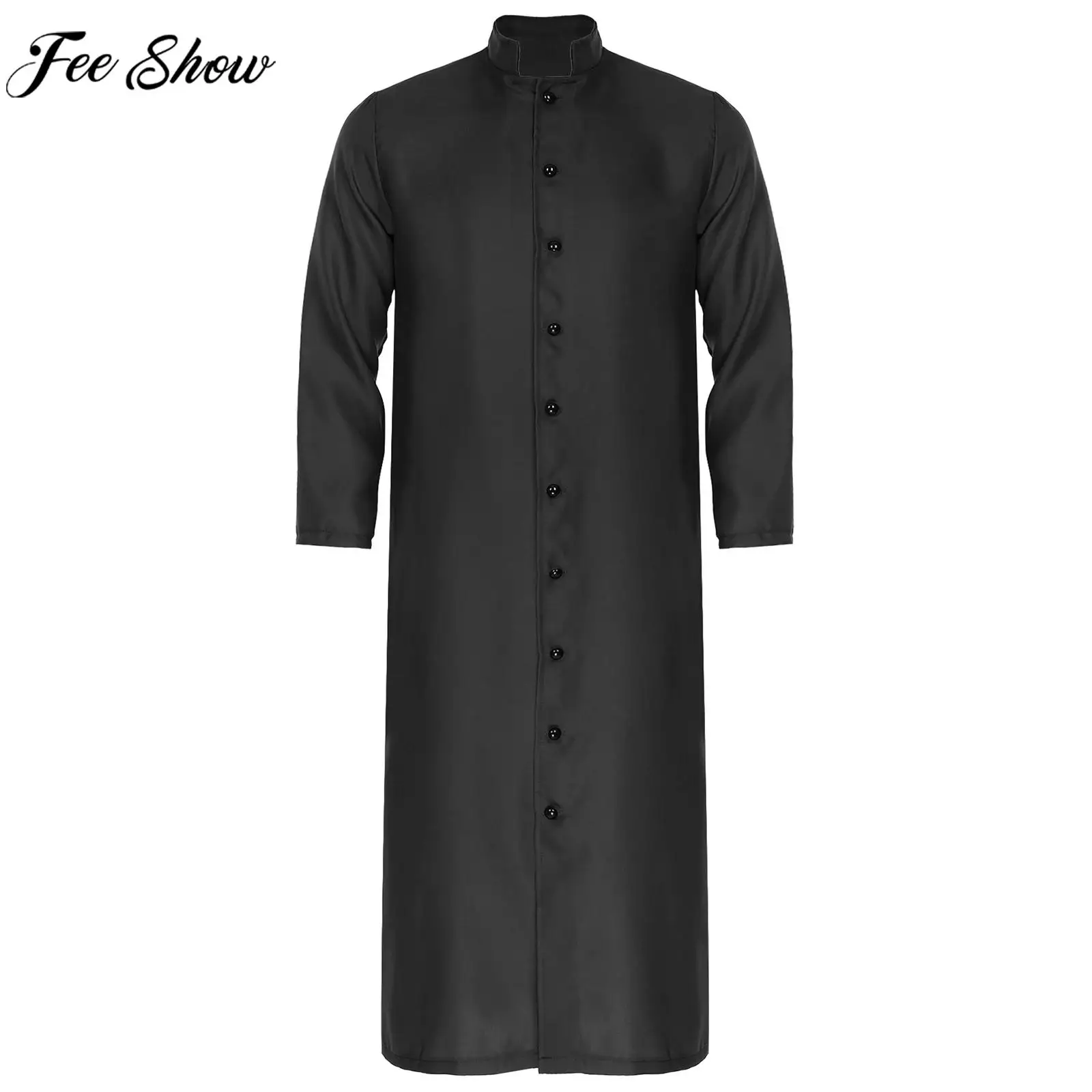 Men Long Sleeve Clergy Robe Church Choir Worship Liturgical Vestment Cassock Halloween Theme Party Priest God Cosplay Costume