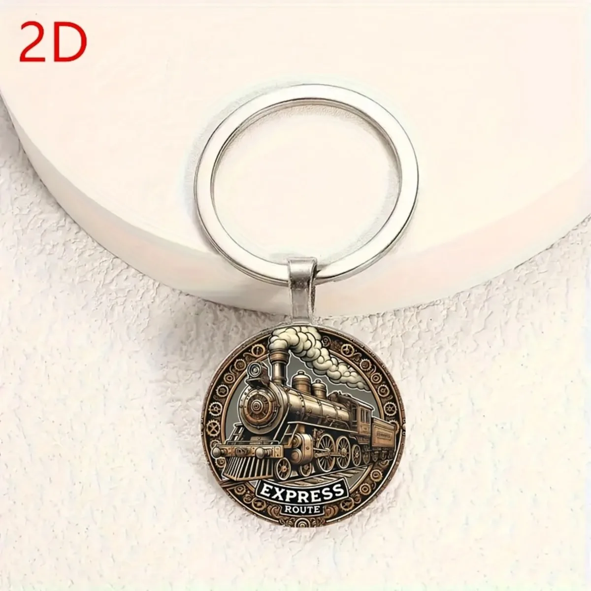 سلسلة مفاتيح قطار عتيقة: قاطرة أنيقة من سبائك الزنك مع تفاصيل مزخرفة. الهدية المثالية لعشاق القطار والجامعات. #3