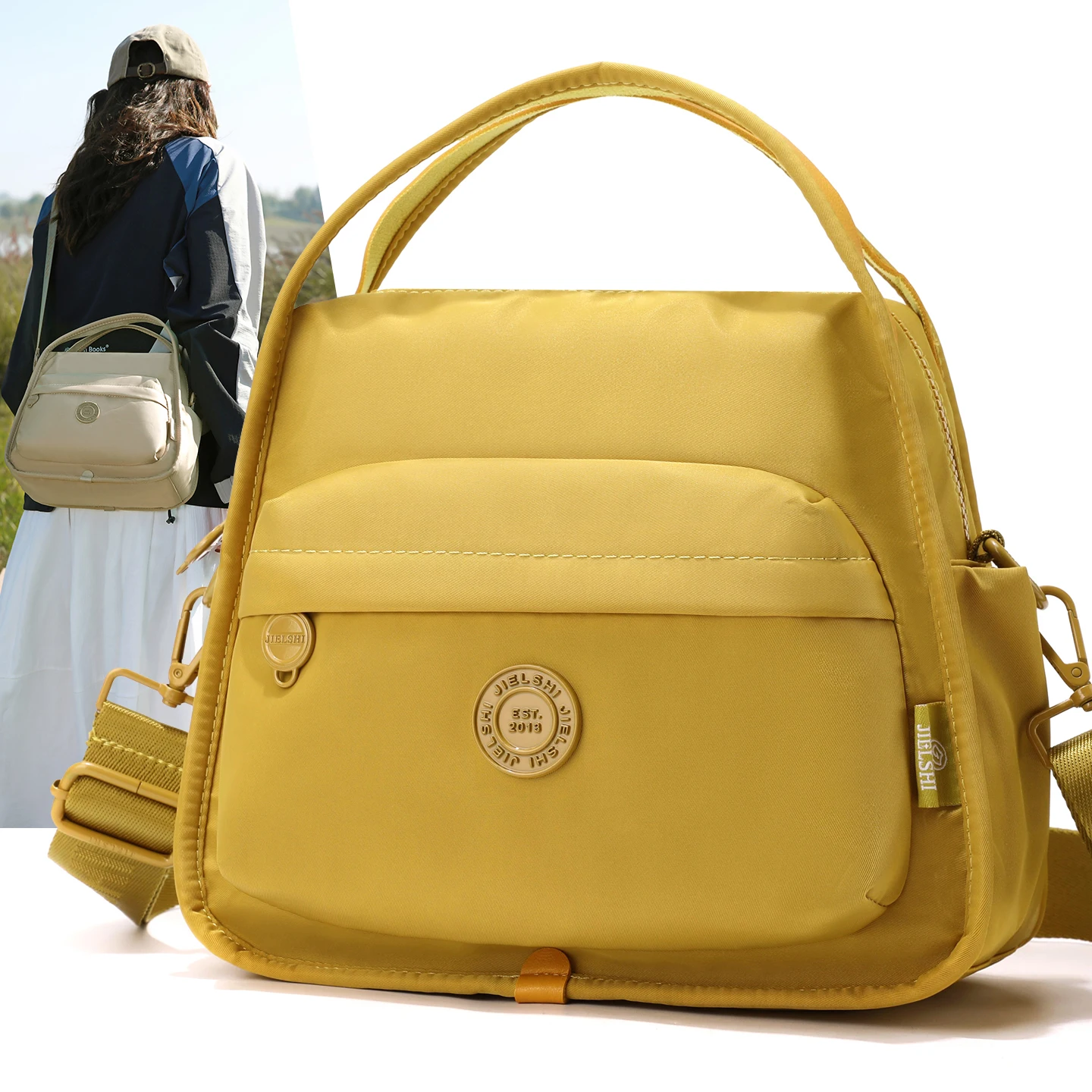 

Jielangi New Simple Ox Cloth Crossbody Bag Women's Versatile Small Handbag Lightweight Large Capaci Single oulder Bag