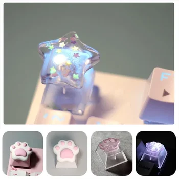 Keycap 게임 백라이트 고양이 발 DIY 스타 키 캡 기계식 키보드 기계식 키보드 용 키캡 R4 높이 체리 MX 축