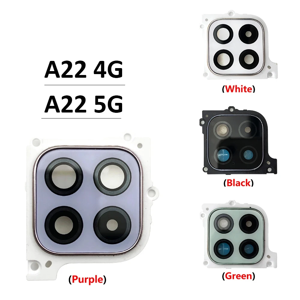 New For Samsung A22 4G 5G A225F A226B Housing Back Rear Camera Glass Lens With Cover Frame Holder