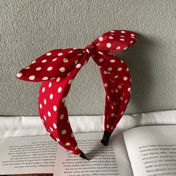 Polka Dots Bow Headband for Women Hair Accessories Sweet Lovely Rabbit Ear Knotted Hairband Not Slip Adults Hair Band Headwear