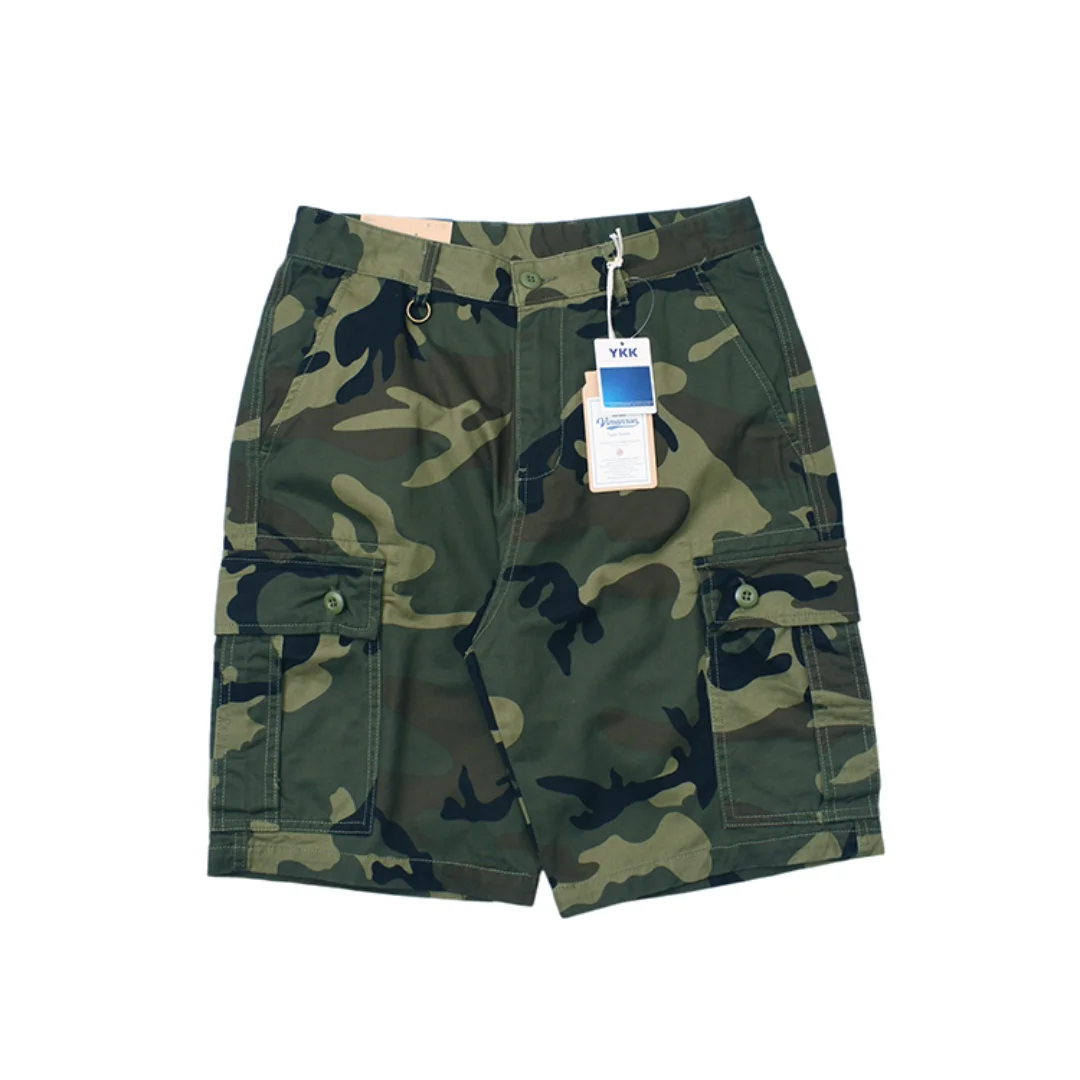 Camouflage Vintage Do Old Wash Multi-pocket Cargo Shorts Casual Loose Straight Leg Fifth Medium Trousers