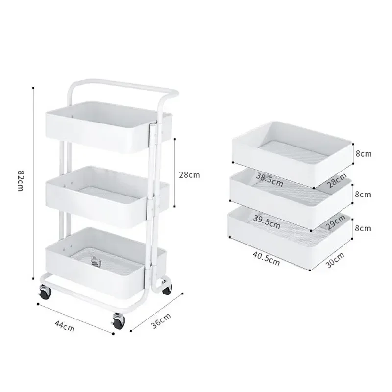 3-Layer Kitchen Storage Racks Parlor Bathroom Office Shelf Gadget Stainless Steel Holder Trolleys Food Clothes Sundry Organizer