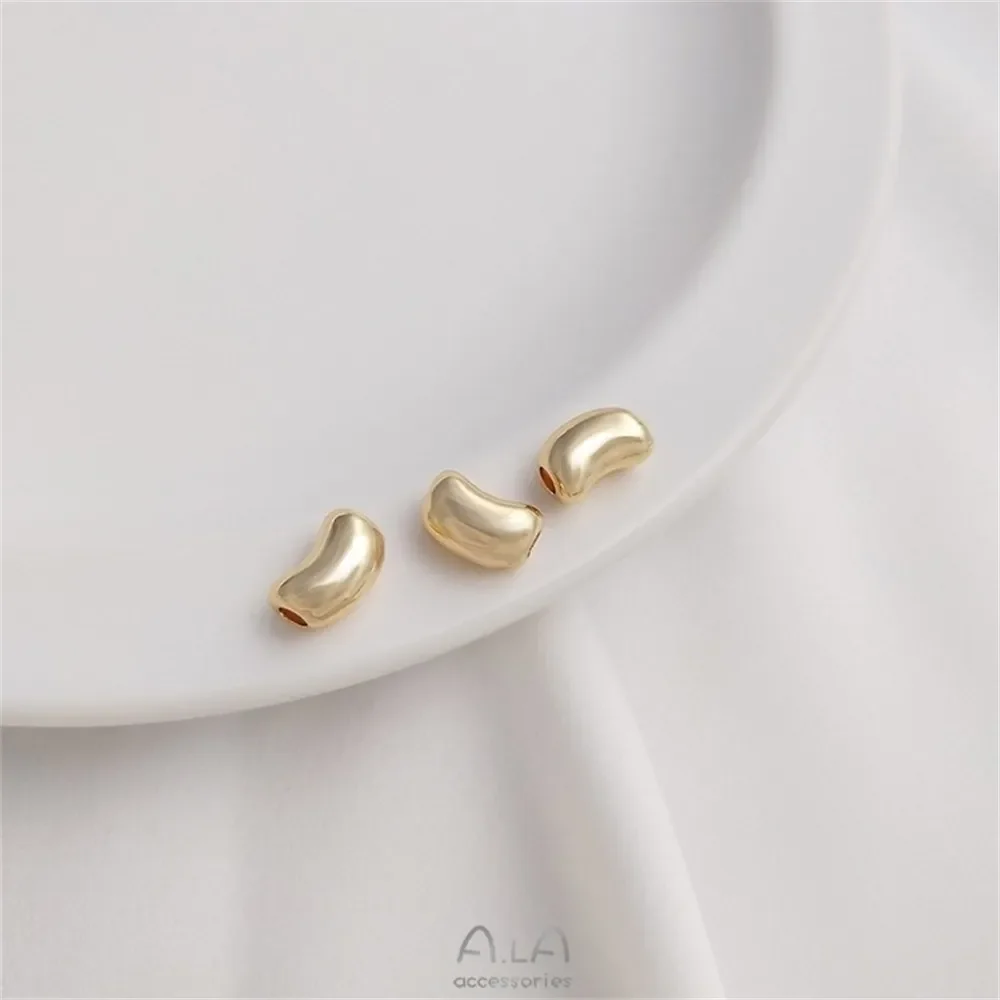 Collar de cuentas separadas con forma de guisante envuelto en oro de 14 quilates, cuentas de cubo, pulsera DIY, joyería con cuentas con cuentas K316