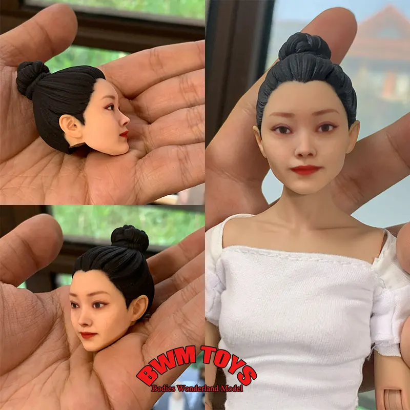 

Handmade 1/6 1/12 Scale Soldier Asian Actress Yi Song Head Sculpt Ancient Beauty Head Carving For 12'' 6'' Action Figure Body