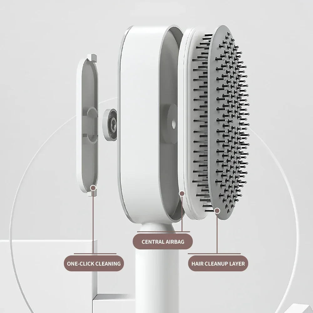 Self Cleaning Hair Brush for Women One-key Cleaning Hair Loss Airbag Massage Scalp Comb Anti-Static Hairbrush Styling Tools