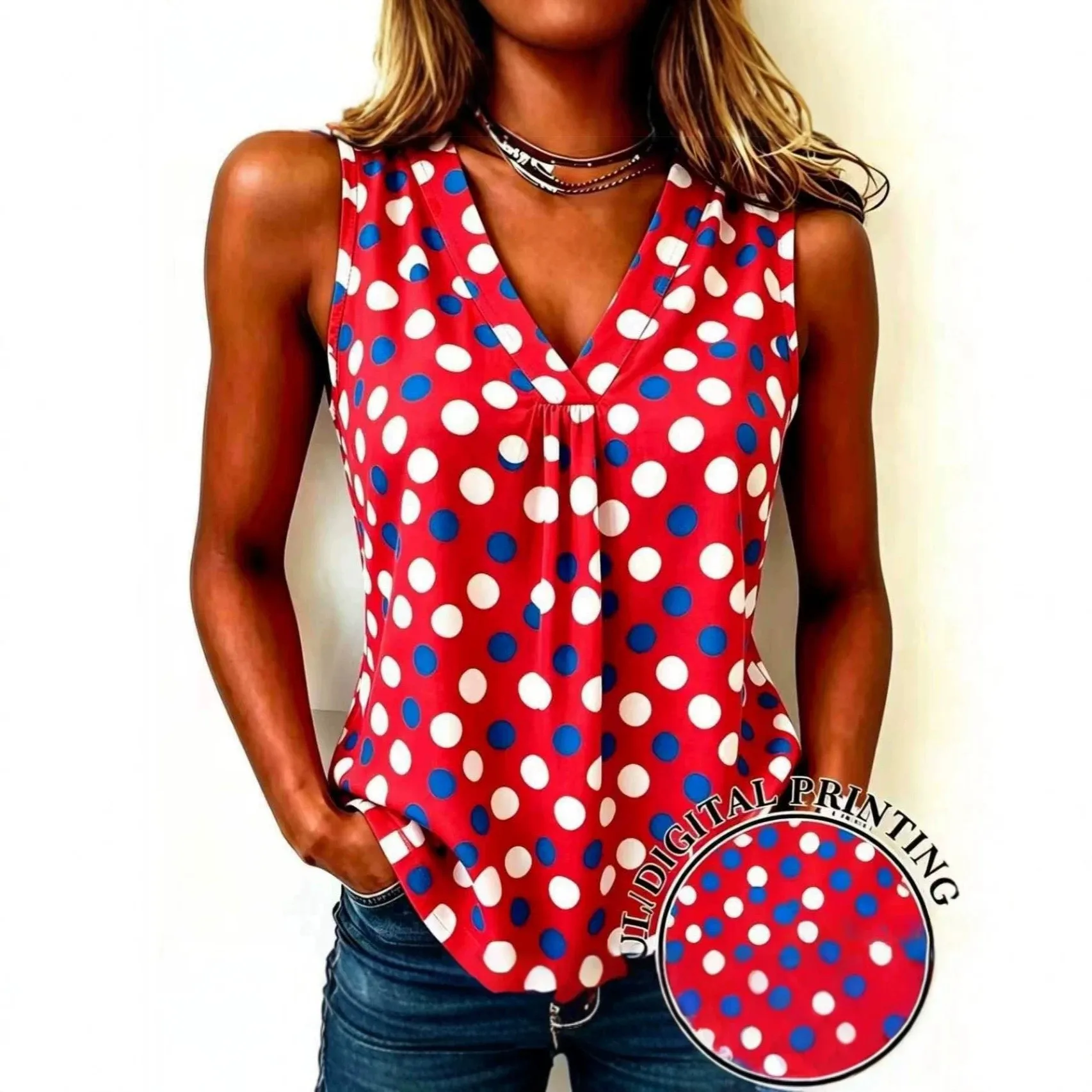 Casual Y Shaped Fitted Waist Androgynous Top Women with No Padding Removable Straps Summer Spring 3D Pattern Outerwear Top