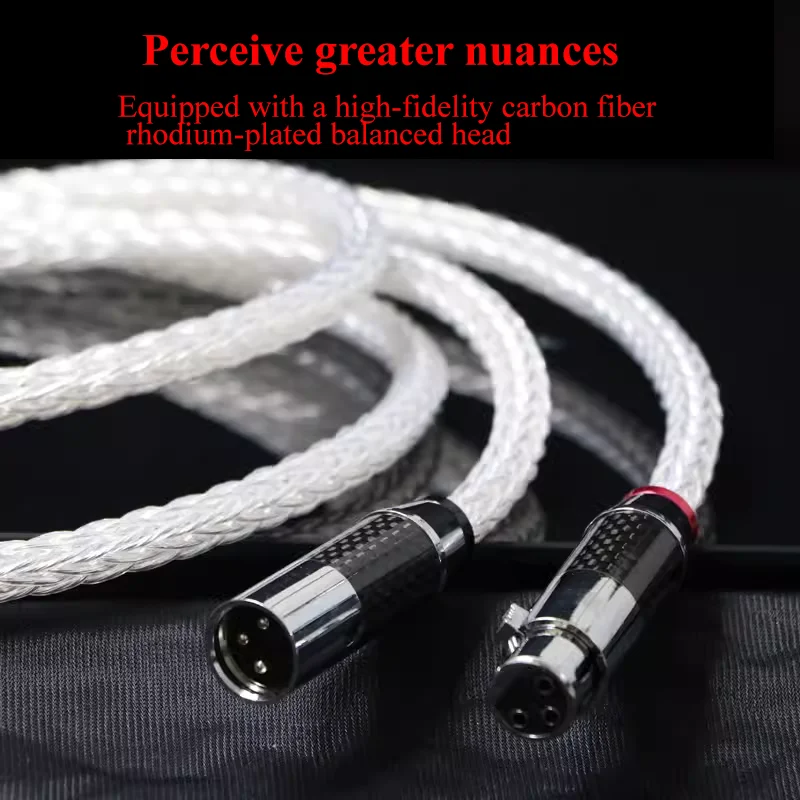 8AG Single Crystal Silver Audiophile XLR Balanced Cable for HIFI Tube Amp Connection.