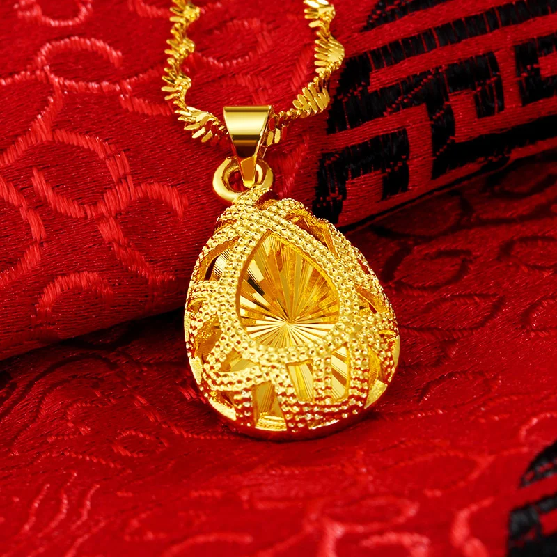 

Fashion Love Gold Plated Vietnam Sand Gold Necklace Thick Gold Water Wave Chain Women's 24k Imitation Gold Jewelry